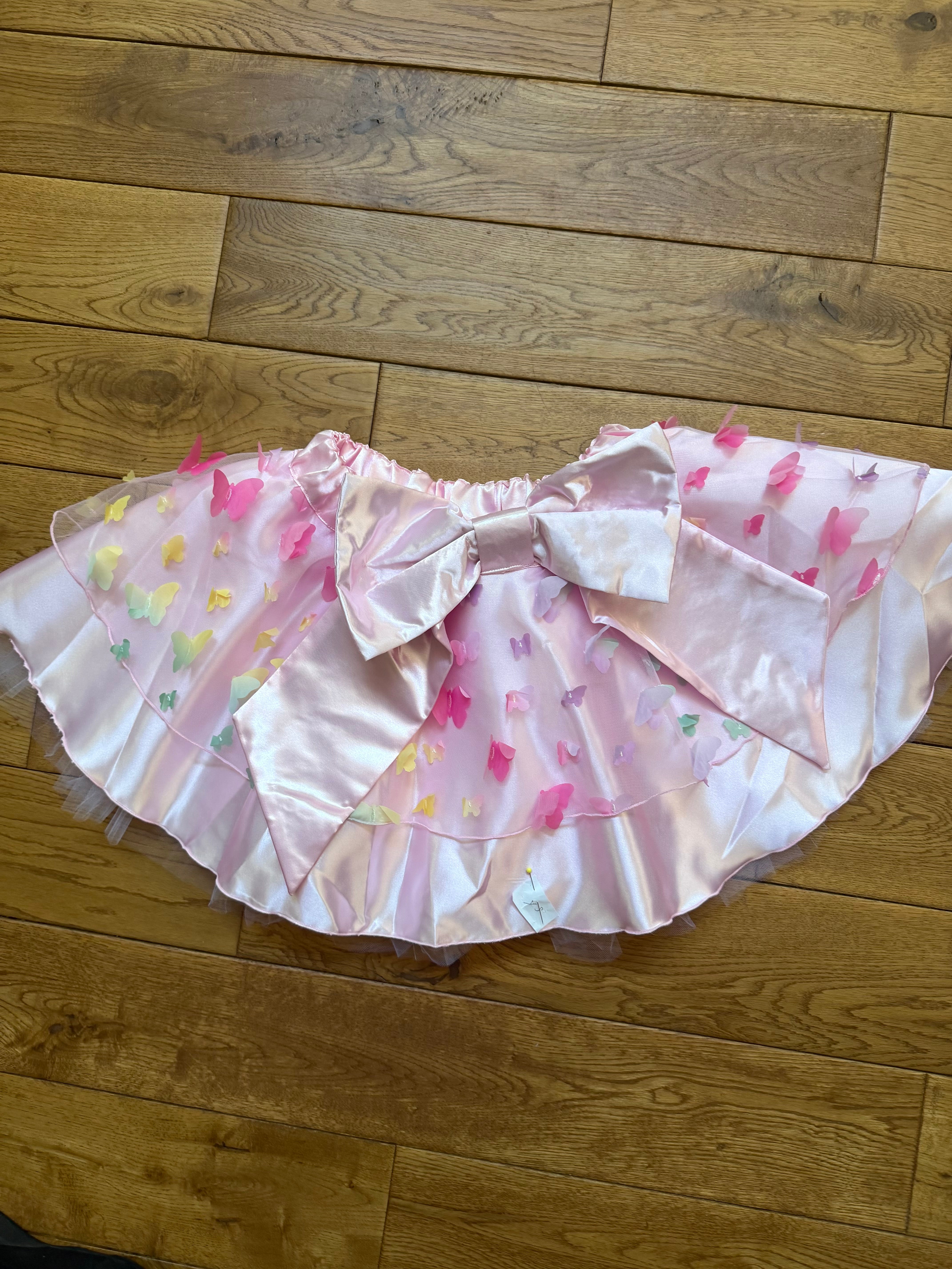 Light Pink Butterfly Running Skirt for Women – Light Pink Satin Race Day Skirt with 3D Butterfly Overlay