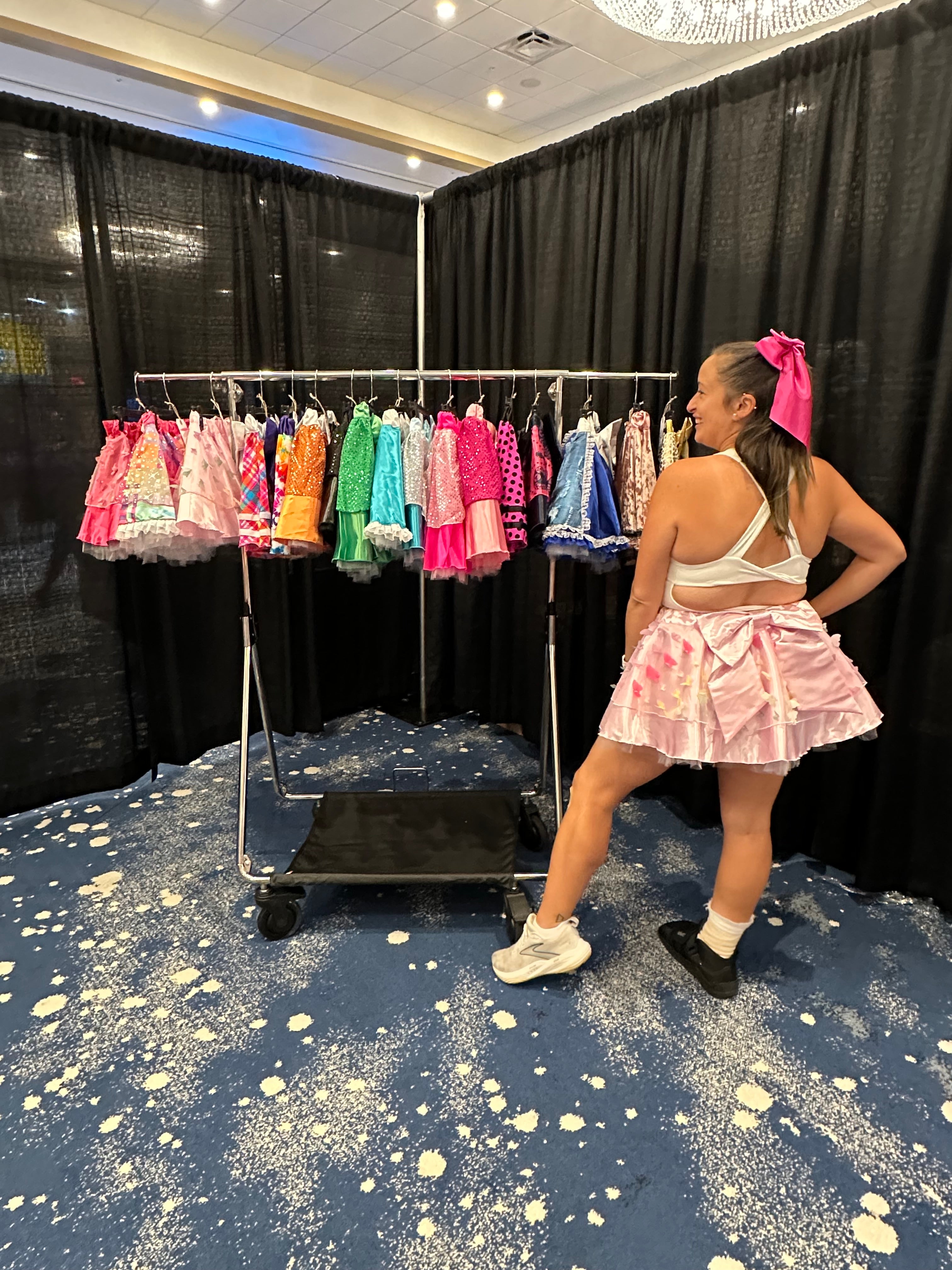 Light Pink Butterfly Running Skirt for Women – Light Pink Satin Race Day Skirt with 3D Butterfly Overlay