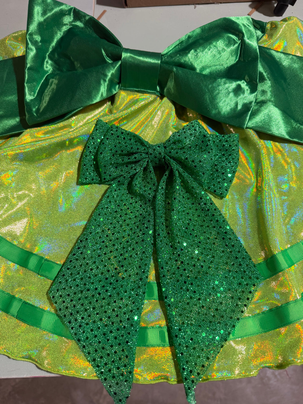 Margaritas & Lime Green Everyday Running Skirt – Sparkle Performance Skirt with Kelly Green Waist, Bow & Grosgrain Detail