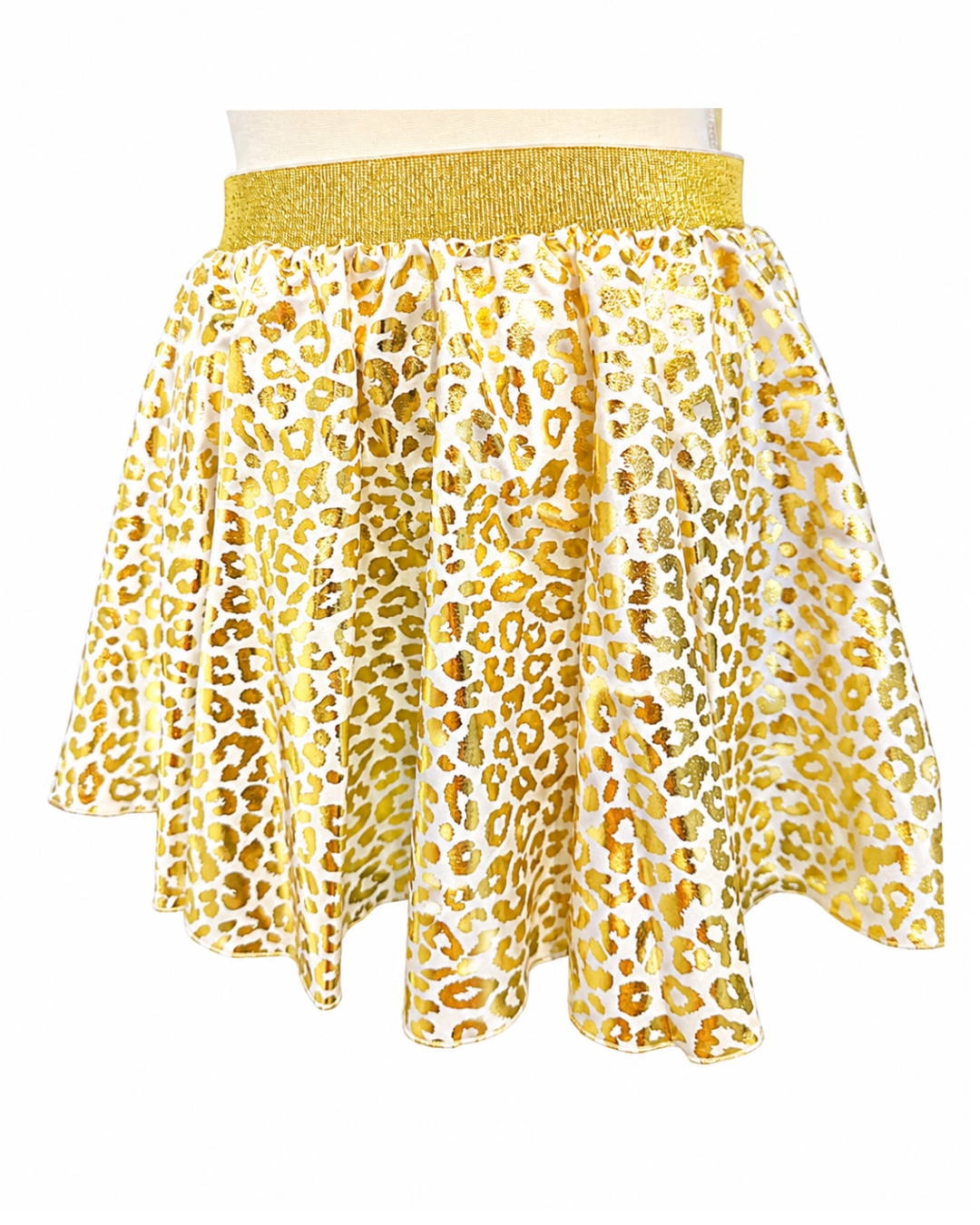 White & Gold Cheetah Print Running Skirt for Women – Spandex Everyday Runner Skirt | No-Tulle Race Day Outfit