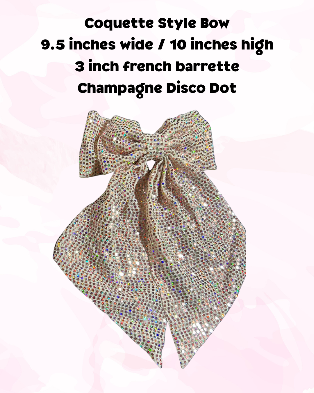 Coquette Hair Bow - Champagne Disco Dot Large Bow