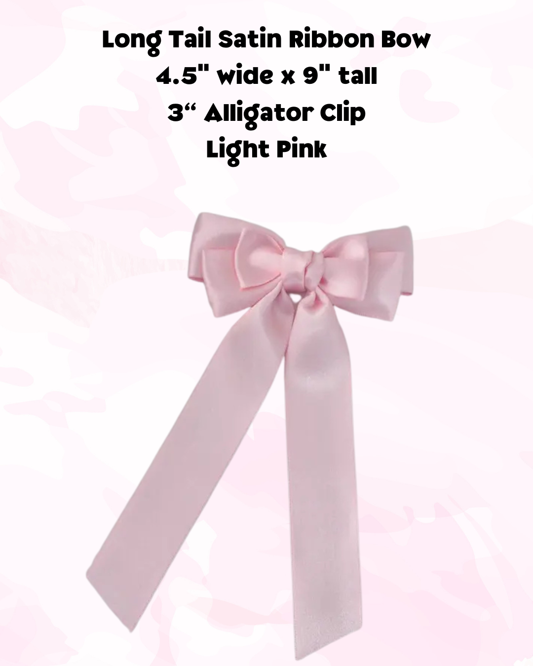 Long Tail Hair Bow - Smooth Pink Bow