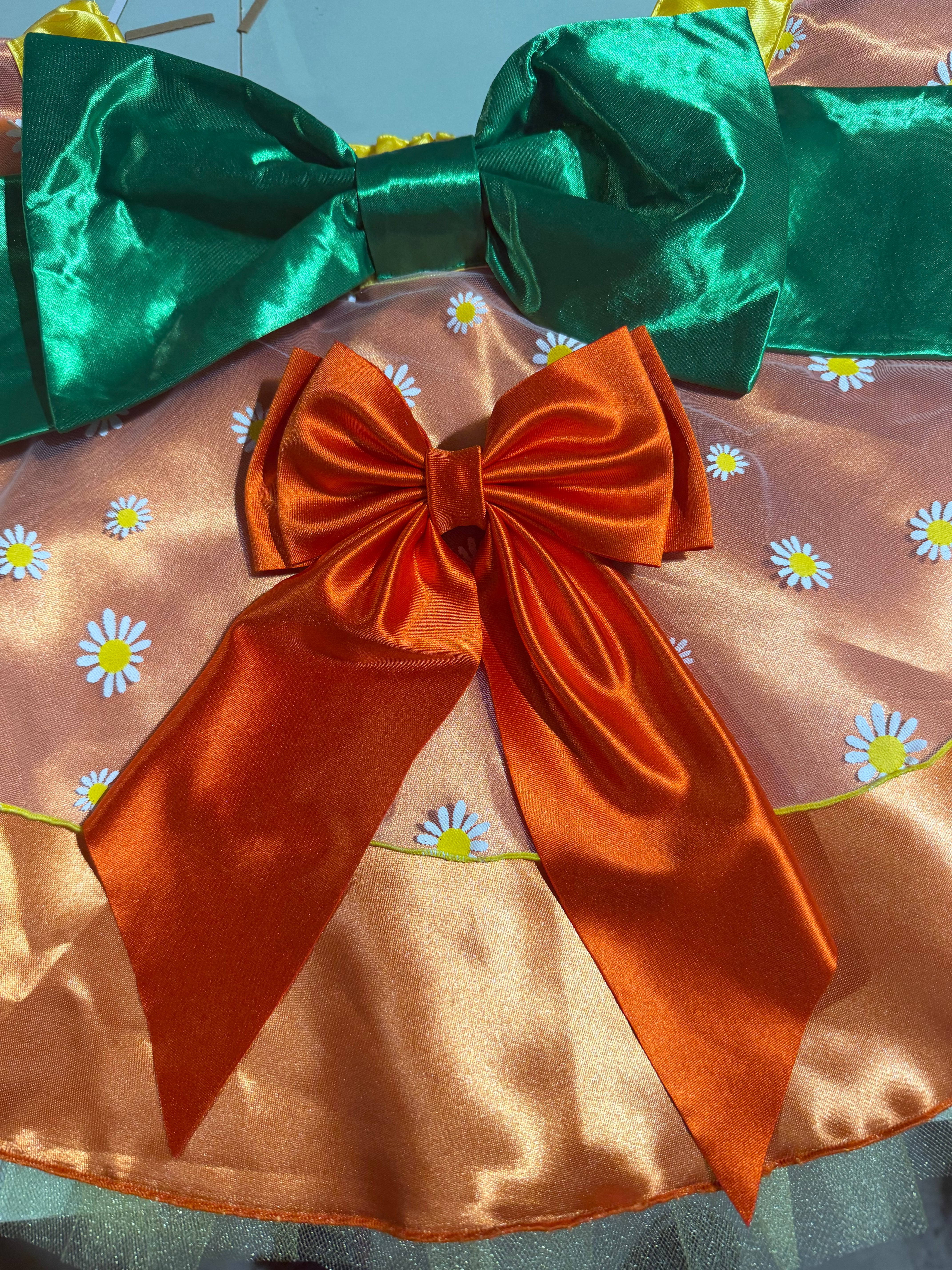 Orange Bird Inspired Running Skirt – Orange Blossom Bliss Tutu with Daisy Overlay & Bow