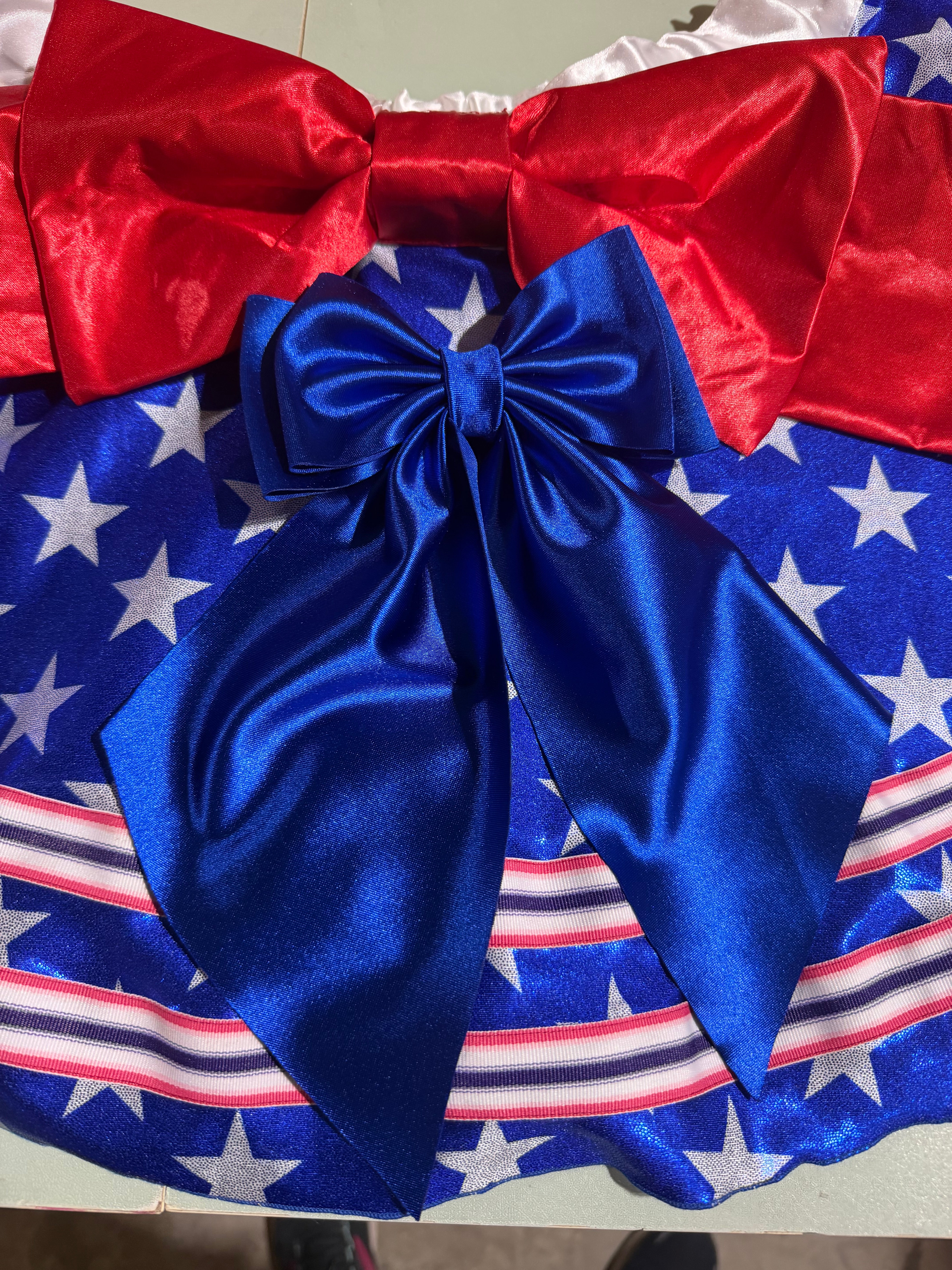 Patriotic Stars & Stripes Everyday Running Skirt – Performance Skirt with Grosgrain Detail & Signature Bow