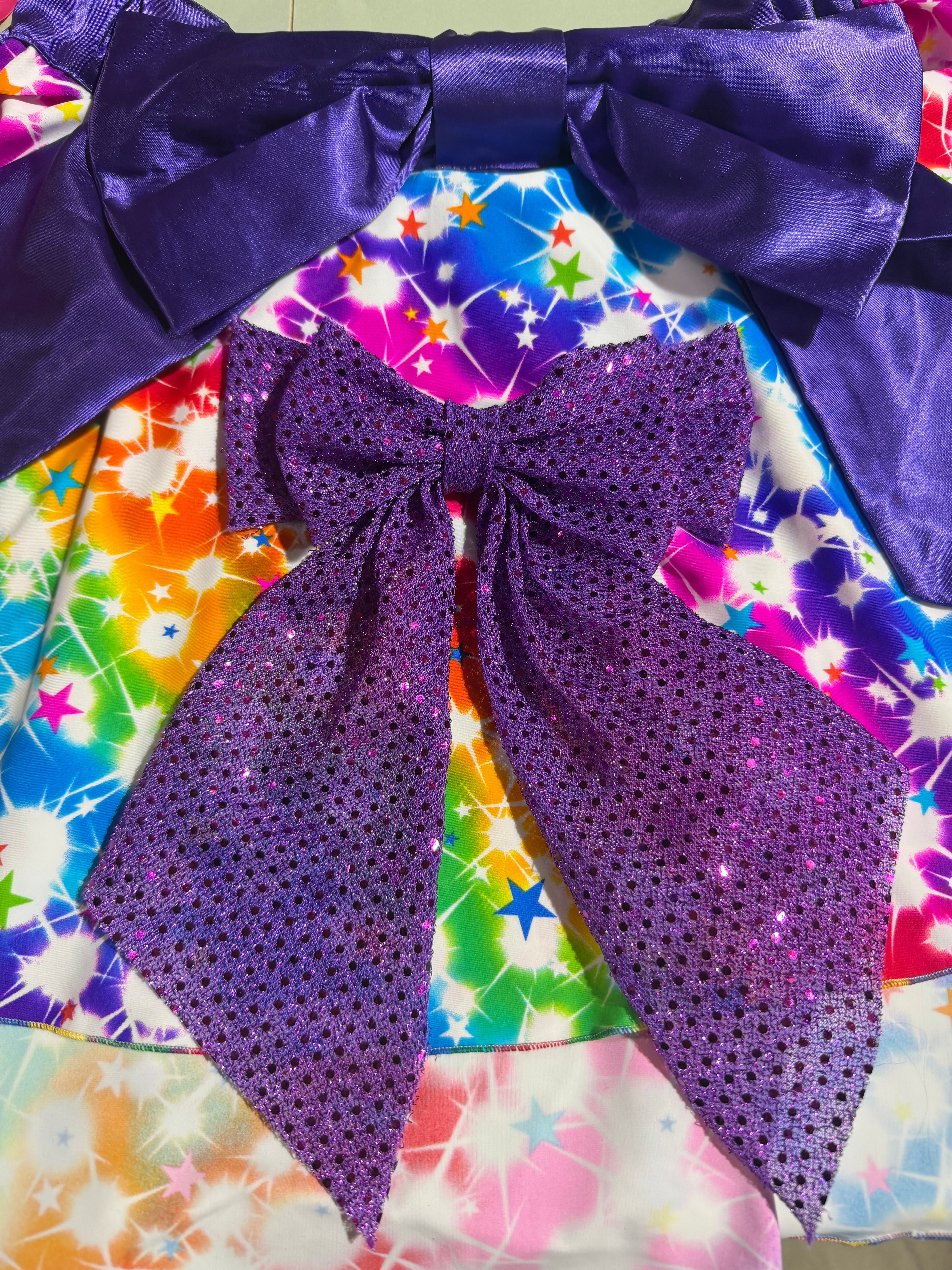 Pride Everyday Running Skirt – Rainbow Performance Skirt with Purple Waist, Bow & Statement Style