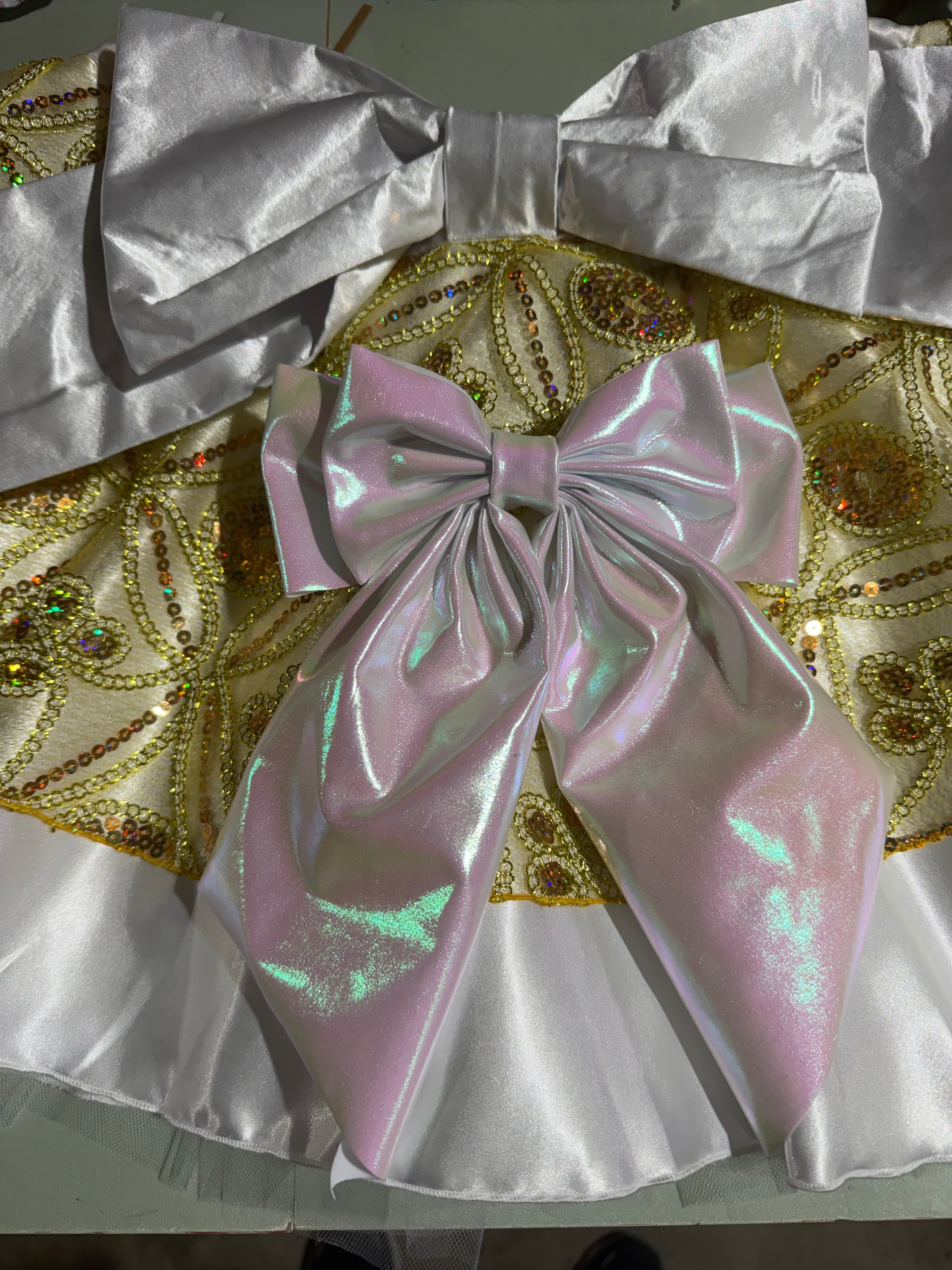 Enchanted Confections Running Skirt Cake Bake Inspired  – Whimsical White Tutu with Scroll Overlay & Signature Bow
