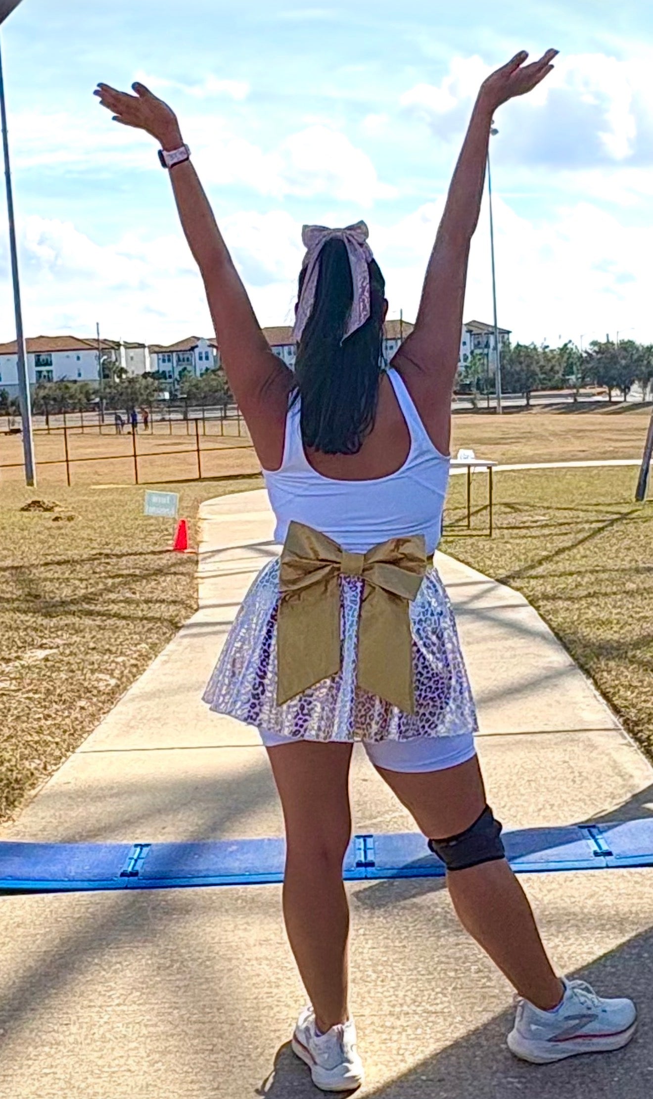 White & Gold Cheetah Print Running Skirt for Women – Spandex Everyday Runner Skirt | No-Tulle Race Day Outfit