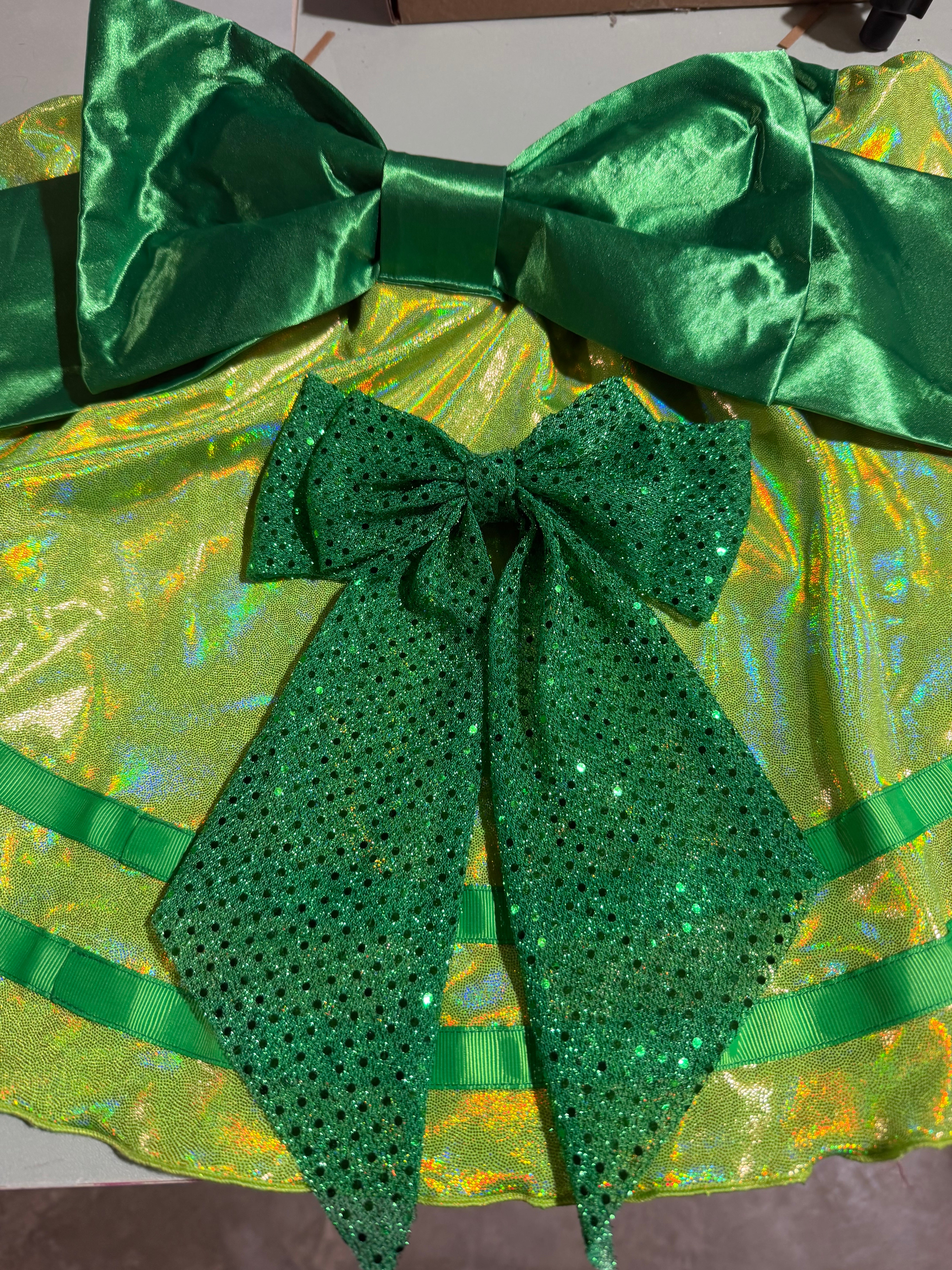 Margaritas & Lime Green Everyday Running Skirt – Sparkle Performance Skirt with Kelly Green Waist, Bow & Grosgrain Detail