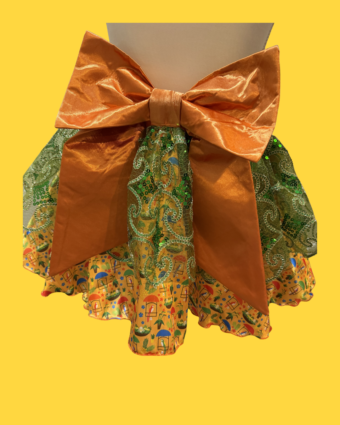 tiki room running tutu skirt with bright orange bow