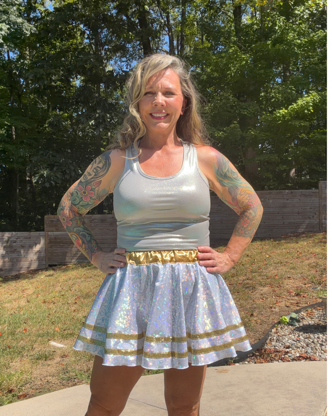 PREORDER - Silver and Gold Running Skirt For Holiday Races and More