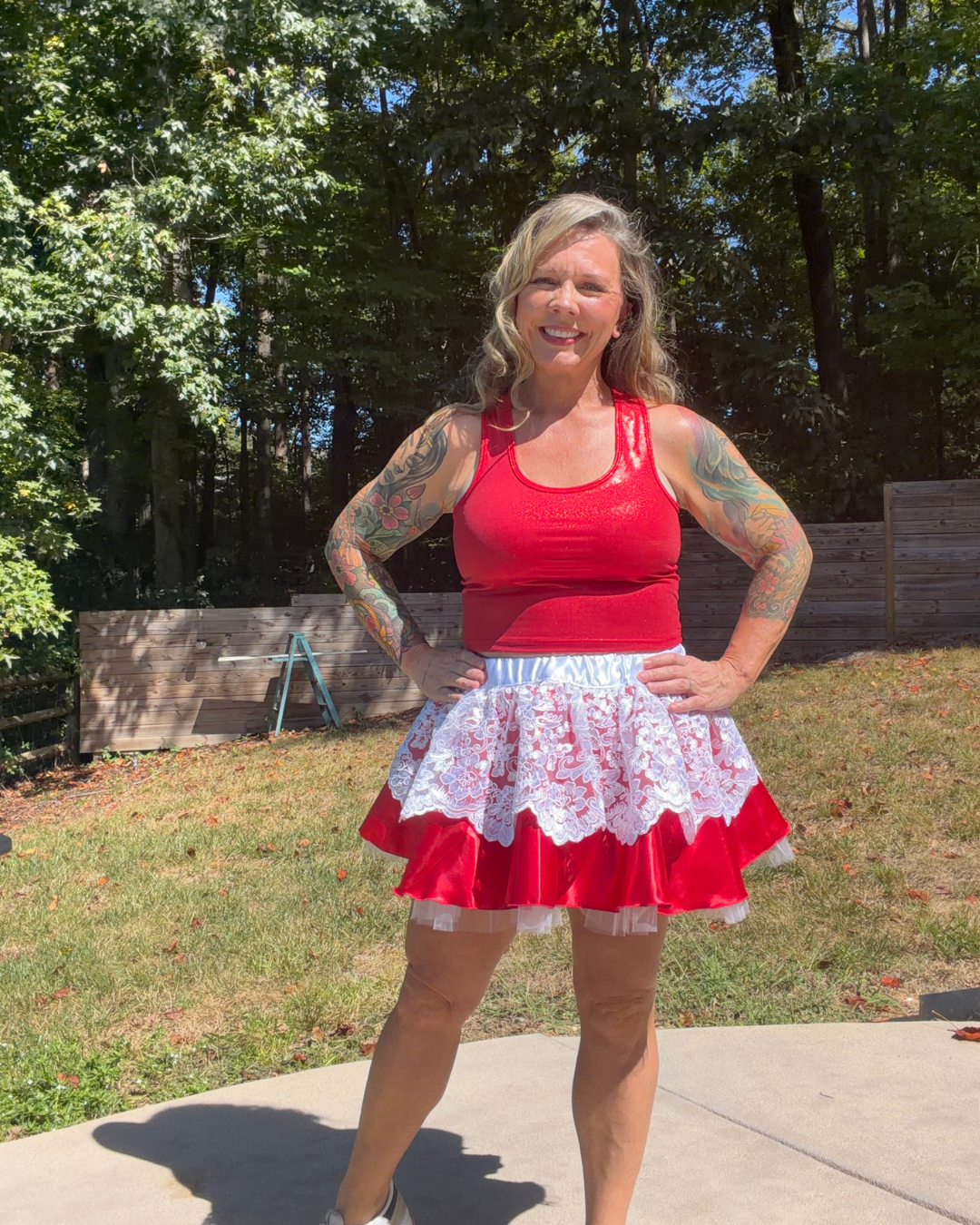 PREORDER - Holly Berries and Lace - Red and White Running Tutu Skirt